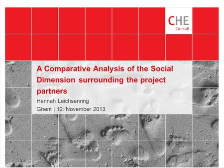 A Comparative Analysis of the Social Dimension surrounding the project partners Hannah Leichsenring Ghent | 12. November 2013.