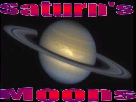 About Saturn’s Moons 18 known moons 2 more unconfirmed The largest moon is Titan.