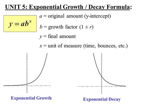 UNIT 5: Exponential Growth / Decay Formula:
