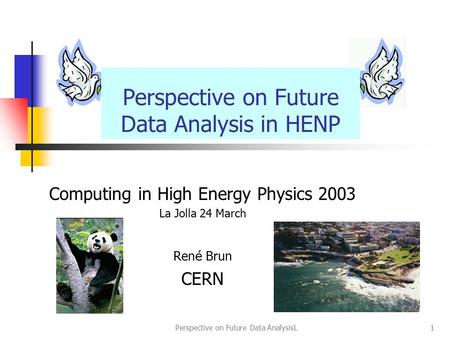 Perspective on Future Data AnalysisL1 Computing in High Energy Physics 2003 La Jolla 24 March Ren é Brun CERN Perspective on Future Data Analysis in HENP.
