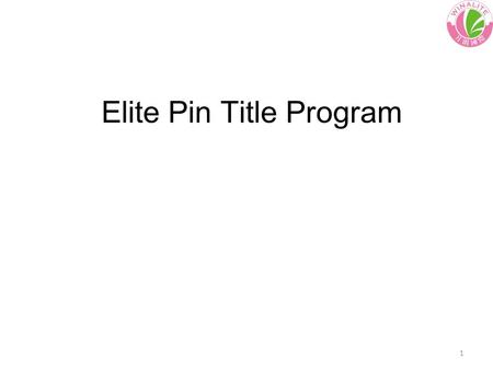 Elite Pin Title Program 1. Pin Title (Monthly) ABCDE Months to be recognized Travelling FundLuxury Car FundLuxury Home Fund Working Months Shares Percentag.