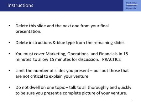 Marketing Operations Financials Instructions Delete this slide and the next one from your final presentation. Delete instructions & blue type from the.