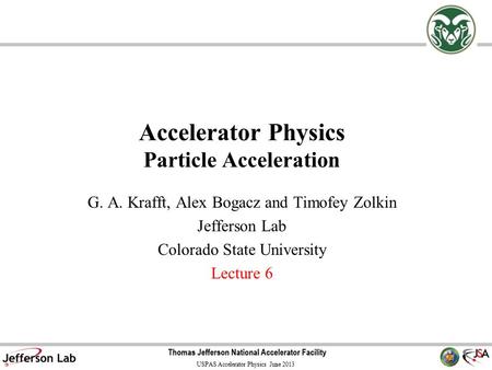 Accelerator Physics Particle Acceleration