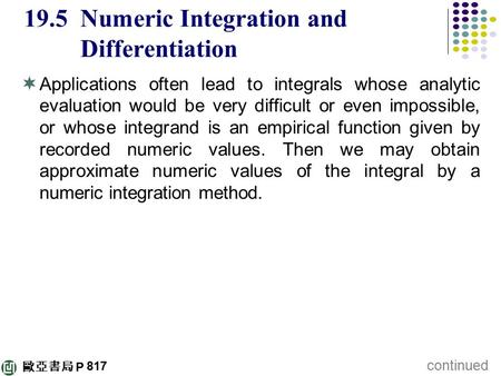 19.5 Numeric Integration and Differentiation