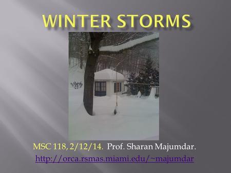 MSC 118, 2/12/14. Prof. Sharan Majumdar.