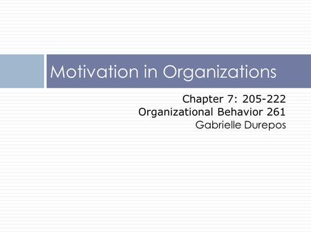 Motivation in Organizations