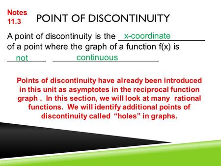 Point of Discontinuity