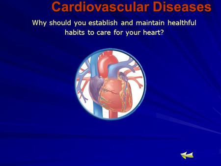 Cardiovascular Diseases Why should you establish and maintain healthful habits to care for your heart?