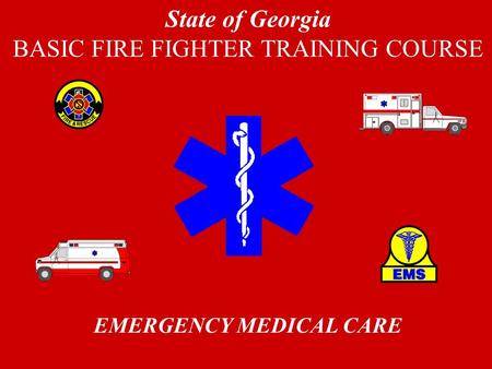 EMERGENCY MEDICAL CARE State of Georgia BASIC FIRE FIGHTER TRAINING COURSE.