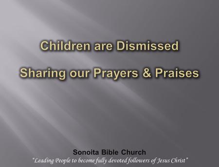 Sonoita Bible Church “Leading People to become fully devoted followers of Jesus Christ”