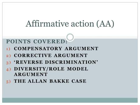 Affirmative action (AA)