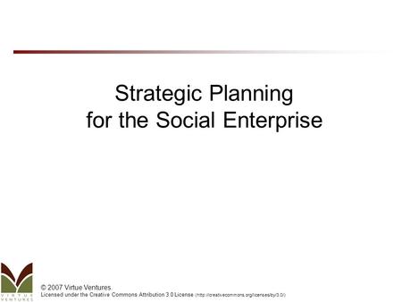 Strategic Planning for the Social Enterprise