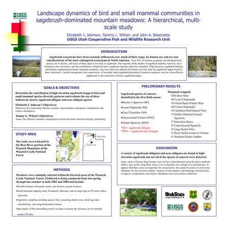 UTCFWRU Landscape dynamics of bird and small mammal communities in sagebrush-dominated mountain meadows: A hierarchical, multi- scale study Elizabeth J.