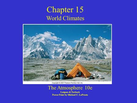 Chapter 15 World Climates