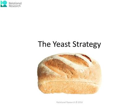The Yeast Strategy Relational Research © 2014. The Yeast Strategy What are we trying to achieve? 1.To love our neighbours (Matthew 22:39) 2.To prepare.