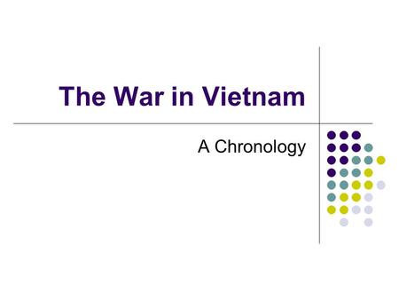 The War in Vietnam A Chronology. Vietnam Background Vietnam is a country in South East Asia Main crop is rice Southern Vietnam is hot, humid, and has.