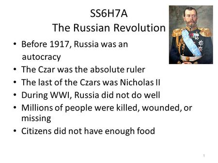 SS6H7A The Russian Revolution