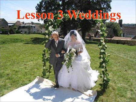Lesson 3 Weddings. Have you ever been to a wedding party? Who was getting married? How many people were there? What time did it start/finish? What did.