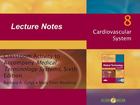 8 Lecture Notes Cardiovascular System