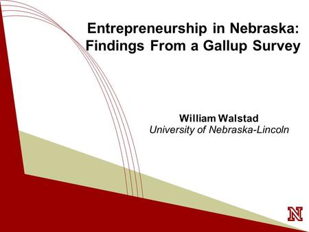 T HE G ALLUP O RGANIZATION William Walstad University of Nebraska-Lincoln Entrepreneurship in Nebraska: Findings From a Gallup Survey.