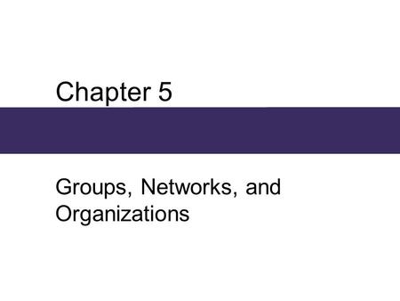 Chapter 5 Groups, Networks, and Organizations. Chapter Outline  Human Relations  Social Processes  Groups  Social Networks  Complex Organizations.