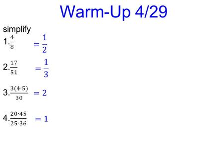Warm-Up 4/29. Rigor: You will learn how to find the number of possible outcomes using the Fundamental Counting Principle, permutations and combinations.