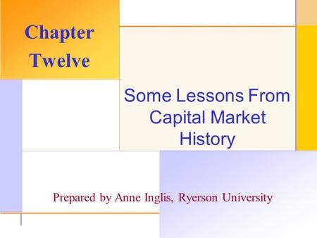 © 2003 The McGraw-Hill Companies, Inc. All rights reserved. Some Lessons From Capital Market History Chapter Twelve Prepared by Anne Inglis, Ryerson University.