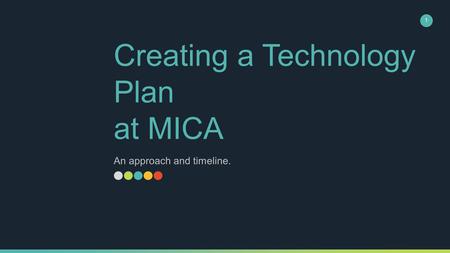 Creating a Technology Plan at MICA An approach and timeline. 1.