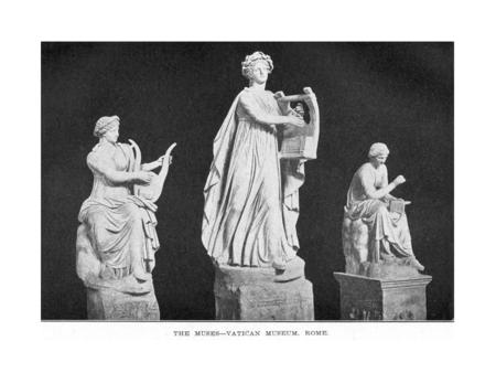 les Muses n'étaient connues qu'au nombre de trois : Mélété (la Pratique), Mnémé (Mémoire) et Aoedè (Chant).