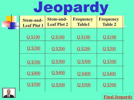 Jeopardy Stem-and- Leaf Plot 2 Frequency Table1 Frequency Table 2