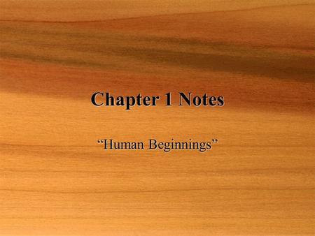 Chapter 1 Notes “Human Beginnings”.