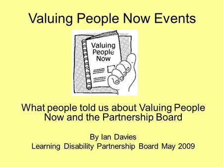 Valuing People Now Events