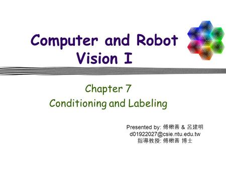 Computer and Robot Vision I Chapter 7 Conditioning and Labeling Presented by: 傅楸善 & 呂建明 指導教授 : 傅楸善 博士.