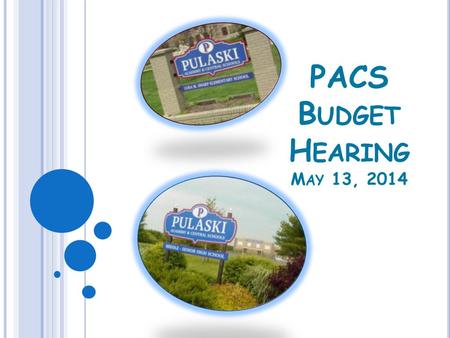 PACS B UDGET H EARING M AY 13, 2014. P ULASKI A CADEMY & C ENTRAL S CHOOL D ISTRICT G OALS Instructional Goals: 1. All students will meet or exceed NYS.