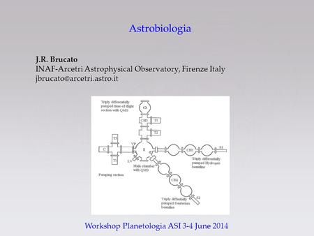 Astrobiologia J.R. Brucato INAF-Arcetri Astrophysical Observatory, Firenze Italy Workshop Planetologia ASI 3-4 June 2014.