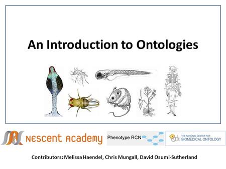 An Introduction to Ontologies Contributors: Melissa Haendel, Chris Mungall, David Osumi-Sutherland.