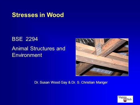 BSE 2294 Animal Structures and Environment