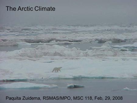 The Arctic Climate Paquita Zuidema, RSMAS/MPO, MSC 118, Feb, 29, 2008.