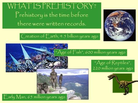 Prehistory is the time before there were written records.