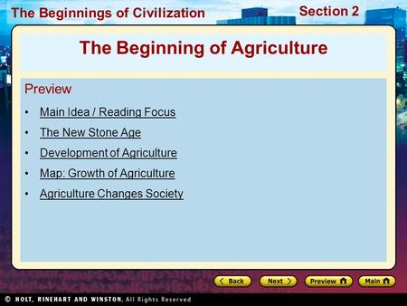 The Beginning of Agriculture