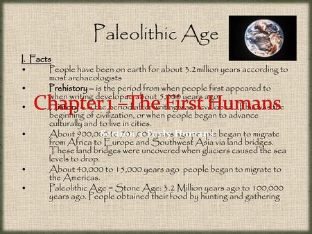 Chapter 1 –The First Humans