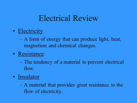Electrical Review Electricity Resistance Insulator