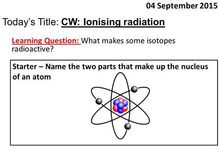 Today’s Title: CW: Ionising radiation