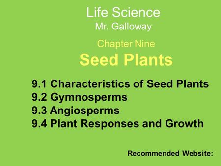 Life Science Mr. Galloway