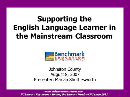 Supporting the English Language Learner in the Mainstream Classroom