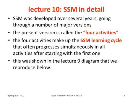 IE398 - lecture 10 SSM in detail