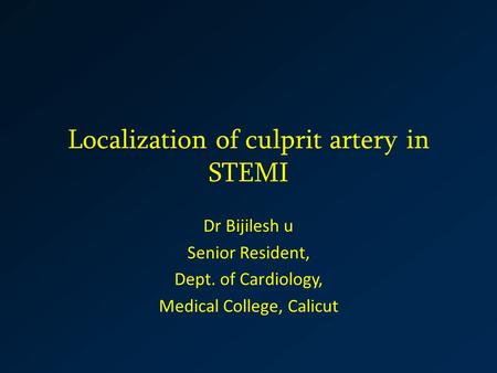 Localization of culprit artery in STEMI