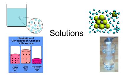 Solutions. 15.1 What Are Solutions? Solution- A homogeneous mixture: a solution has the same composition throughout the mixture. Solvent- does the dissolving.