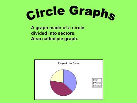 A graph made of a circle divided into sectors. Also called pie graph.