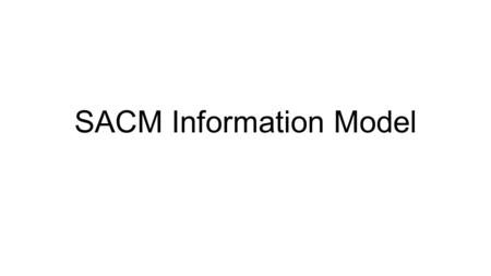 SACM Information Model. Current Status First WG draft posted 10/24 Many open issues remain Several comments / suggestions sent to WG for review Today.